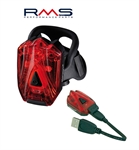 FANALINO POSTERIORE LAVA 3 LED ROSSI USB  ROSSO