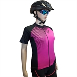 MAGLIA MANICA CORTA DONNA TECH NERO/FUXIA