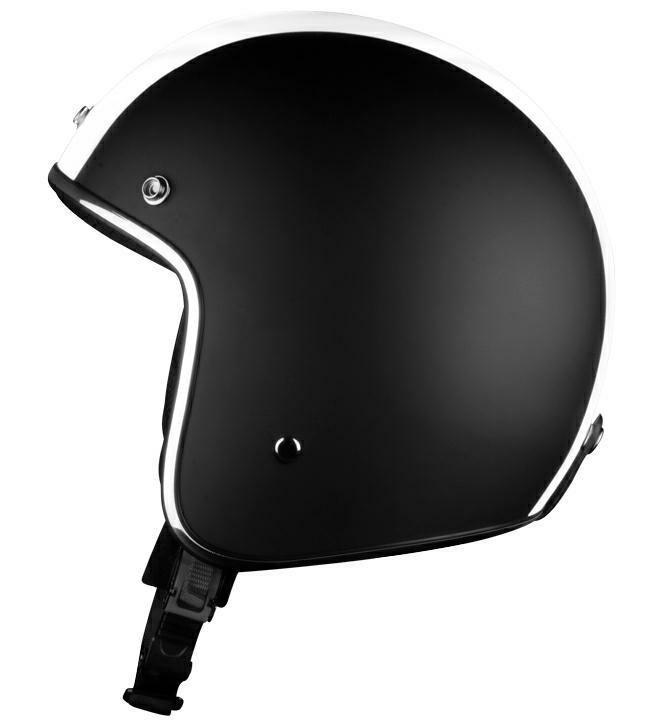 CASCO BHR MOD.811 NERO OPACO/FASCIA BIANCA SENZA VISERA - CASCHI E  ACCESSORI CASCHI 