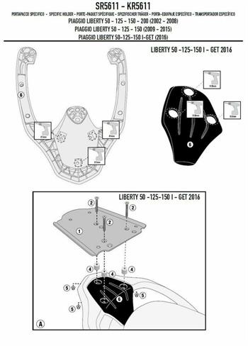 SUPPORTO BAULETTO PIAGGIO LIBERTY 50/125/150 I-GET 2016