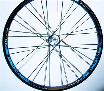 RUOTA ANTERIORE 27,5 MTB/E-BIKE DISK NERA/BLU CON BLOCCAGGIO
