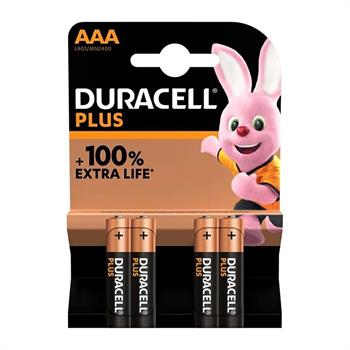 BATTERIA AAA MINISTILO DURACELL PLUS100 LISTER 4 Pezzi