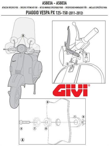 ATTACCHI PARABREZZA PIAGGIO VESPA PX 2011-2017