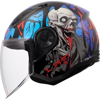 CASCO LS2 OF616 MOD.AIRFLOW2 ZOMBIE BLACK/RED/BLU ECE22.06