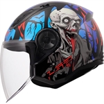 CASCO LS2 OF616 MOD.AIRFLOW2 ZOMBIE BLACK/RED/BLU ECE22.06