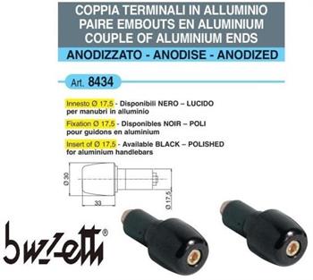 CP.TERMINALI MANUBRIO NERI D.17,5mm IN ALLUMINIO