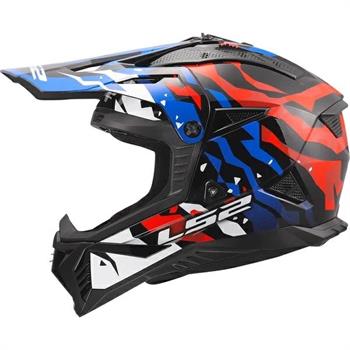 CASCO LS2 MX708 FAST2 GROTESK WHITE-BLUE-RED ECE22.06