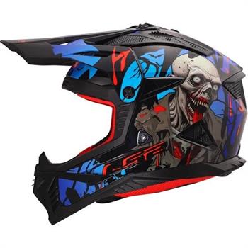 CASCO LS2 MX708 FAST2 ZOMBIE II BLACK-RED-BLU ECE22.06