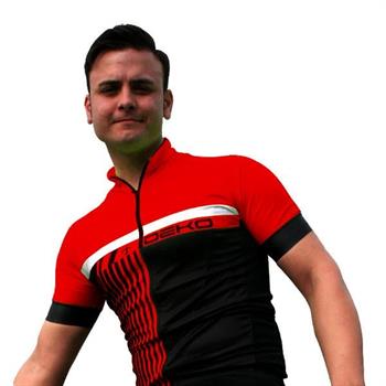 MAGLIA M/CORTA STYLE NERO/ROSSO ZIP LUNGA 3 TASCHE POST.