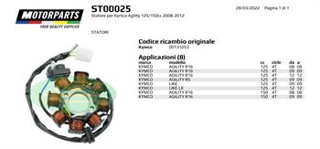 STATORE KYMCO AGILITY R16 125/150 08>12-LIKE/LIKE LX 125 r.o