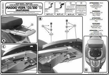 SUPPORTO BAULETTO PIAGGIO VESPA GT