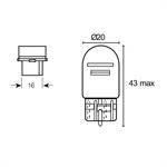 LAMPADA 12V-5/21W TUTTOVETRO T20 W3x16 ARANCIO