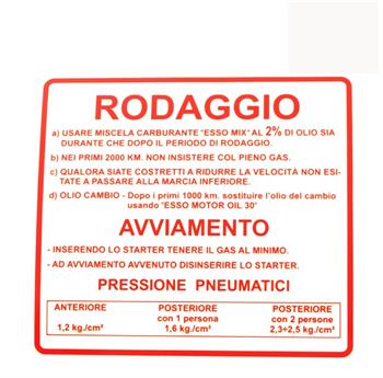 TARGHETTA RODAGGIO VESPA 50 ROSSA
