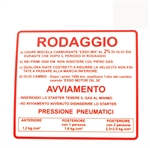 TARGHETTA RODAGGIO VESPA 50 ROSSA